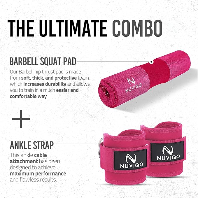 Barbell Pad & 2 Ankle Straps for Cable