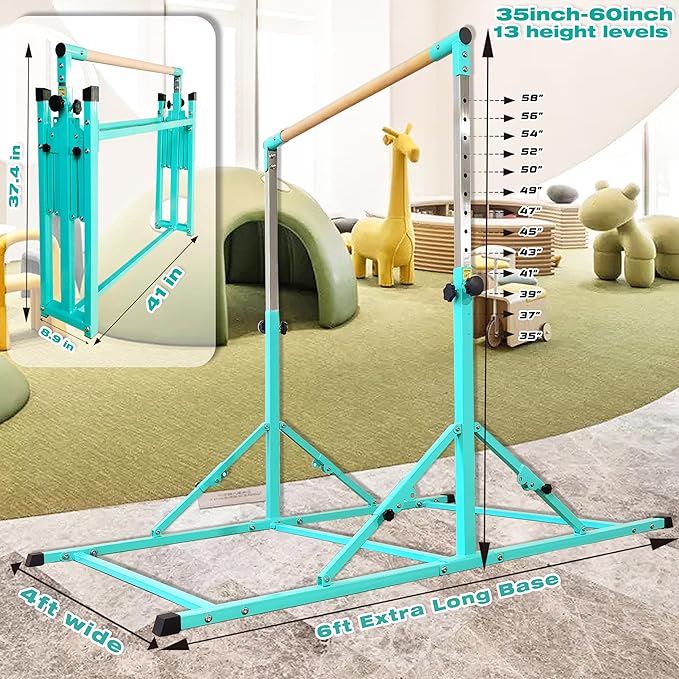 PreGymnastic Foldable Gymnastics Bar 6FT Gymnastic 3-18, Weight 500 LB,