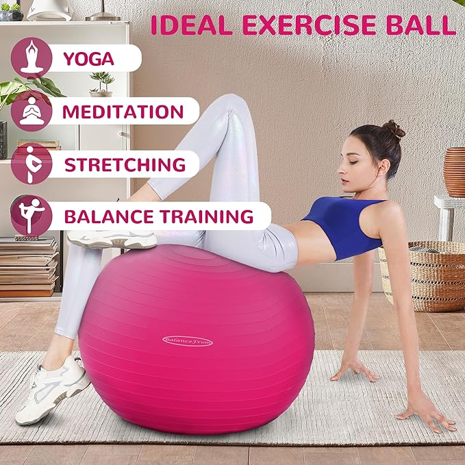 Anti-Burst and Slip Resistant Exercise Ball Yoga Ball 2,000-Pound Capacity,