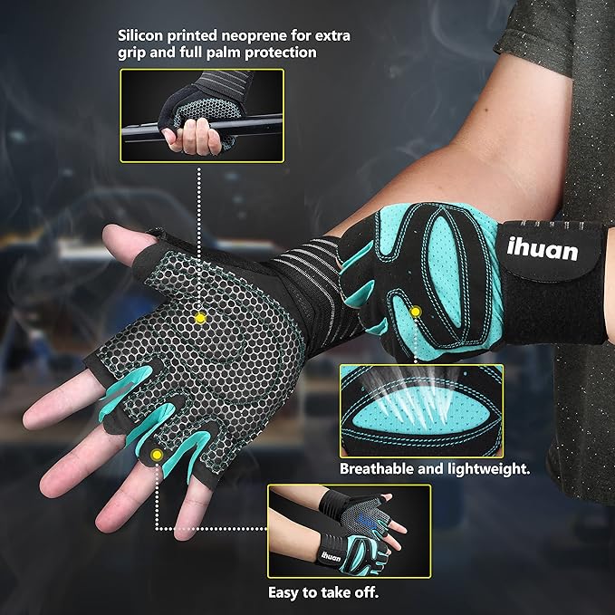 ihuan Ventilated Weight Lifting Gym Workout Gloves
