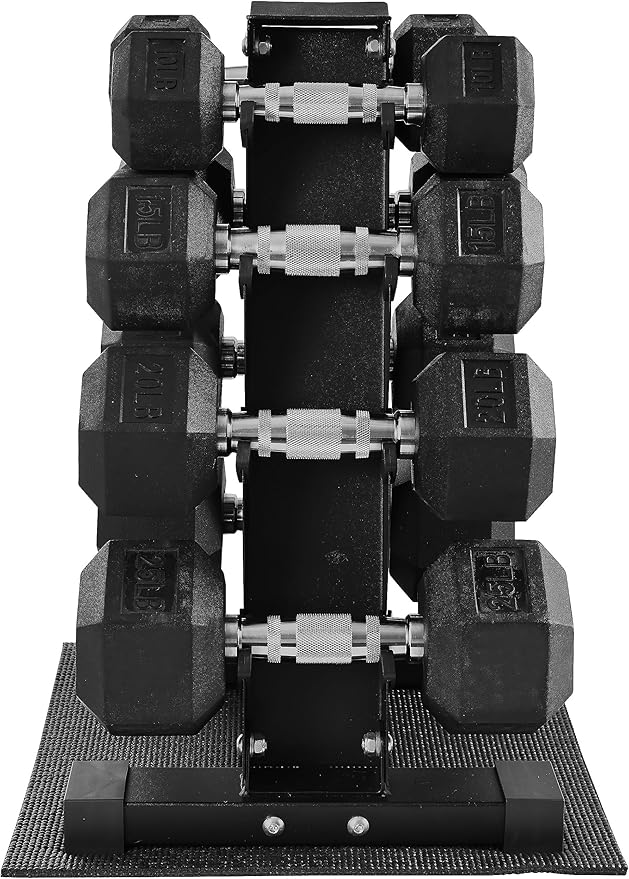 Premium Rubber Coated Hex Dumbbell Weight Set, Multiple Packages