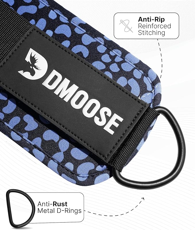 DMoose Fitness Ankle Straps for Cable Machines - One Size Fit with Premium Padding, Glute Kickback Ankle Strap for Women & Men, Cable Attachments for Gym, Booty Workouts, Leg Extension & Hip Abductors