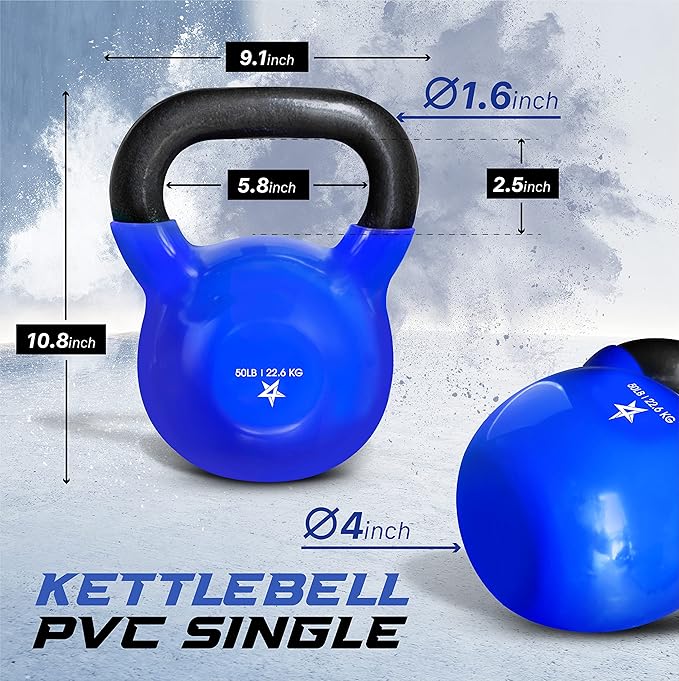 Yes4All 5-65lbs Kettlebells Vinyl Coated Cast Iron