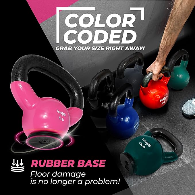 Yes4All Kettlebells Rubber Base (10-65 lbs)