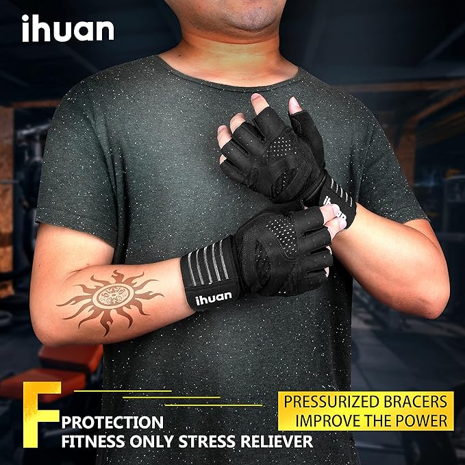 ihuan Ventilated Weight Lifting Gym Workout Gloves