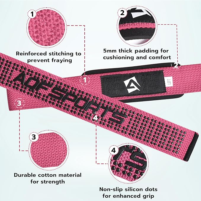 Lifting Wrist Straps for Weightlifting, Powerlifting & Deadlifts – 23” Neoprene Padded Cotton Straps for Strength Training & Gym Workouts - Maximum Grip Support for Men & Women