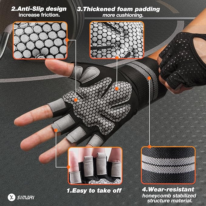 SIMARI Breathable Workout Gloves for Men Women