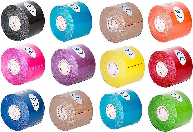 Kinesiology Tape Pro, Athletic Waterproof Muscle Support Adhesive Kinesio Sport Tape for Athletes 2 inches x 16.4 feet, 2 Rolls, Red