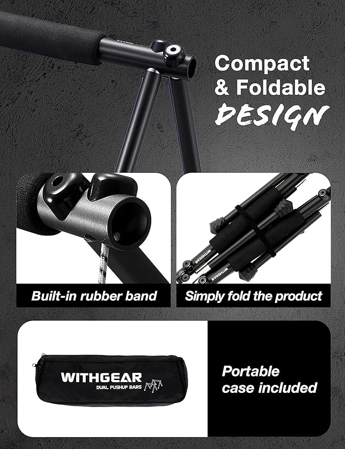 Folding Push Bar - Duralumin Metal Push Bars Heavy Duty Lightweight and Indoor and Outdoor Parallet Bar for Men and Women