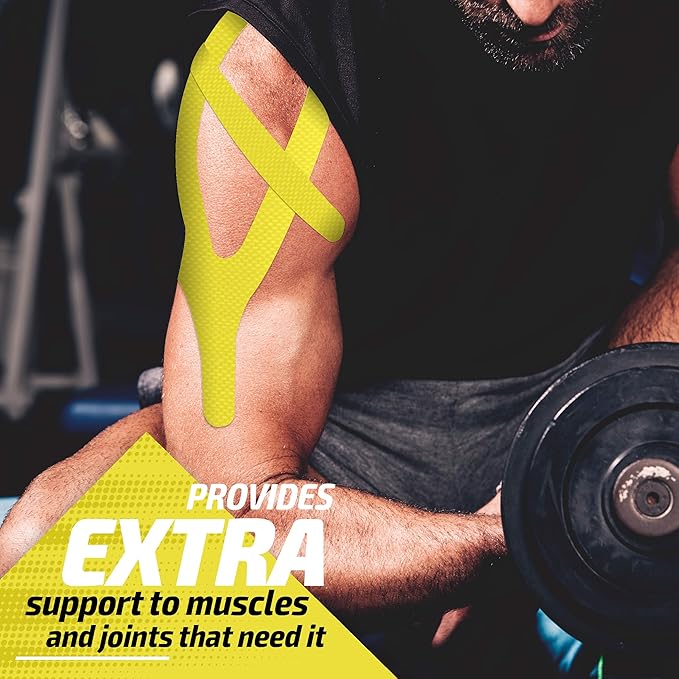Physix Gear Cotton Kinesiology Tape Roll 16ft, Latex-Free Athletic Tape for Muscles/Joints, Waterproof Kinesiolgy, Stretchy Kinesiologytape, Gentle on Skin Kiniseaology Tape, Kinesology Tape