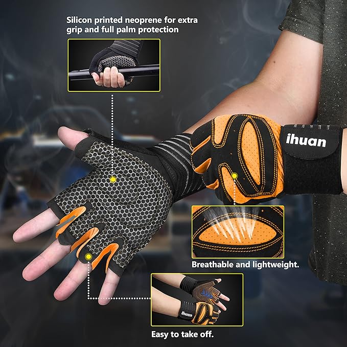ihuan Ventilated Weight Lifting Gym Workout Gloves
