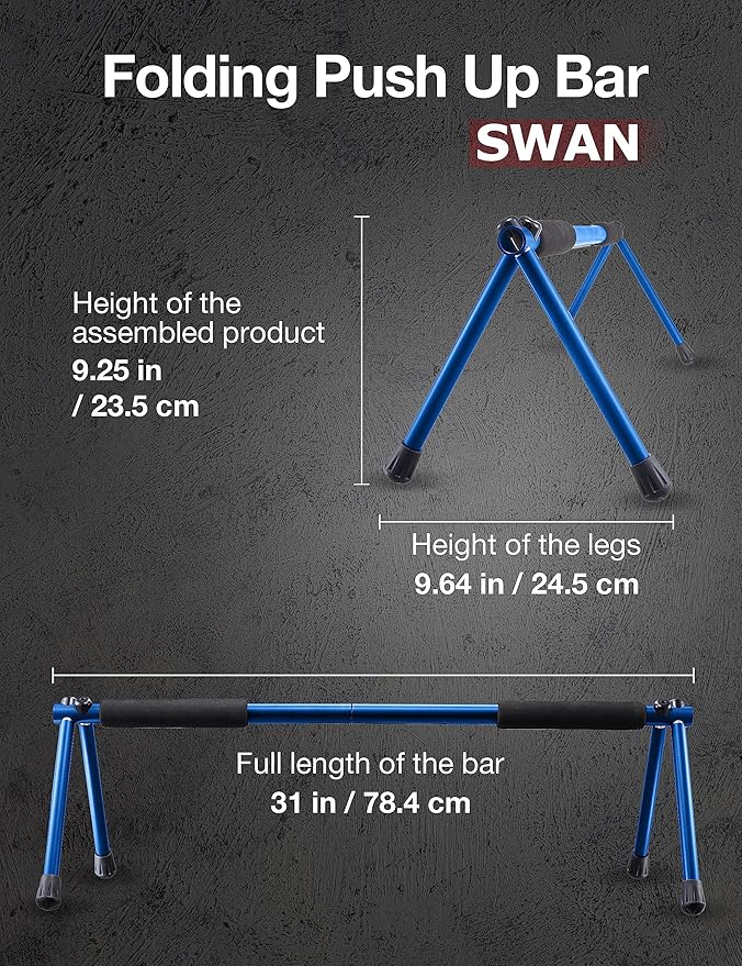 Folding Push Bar - Duralumin Metal Push Bars Heavy Duty Lightweight and Indoor and Outdoor Parallet Bar for Men and Women