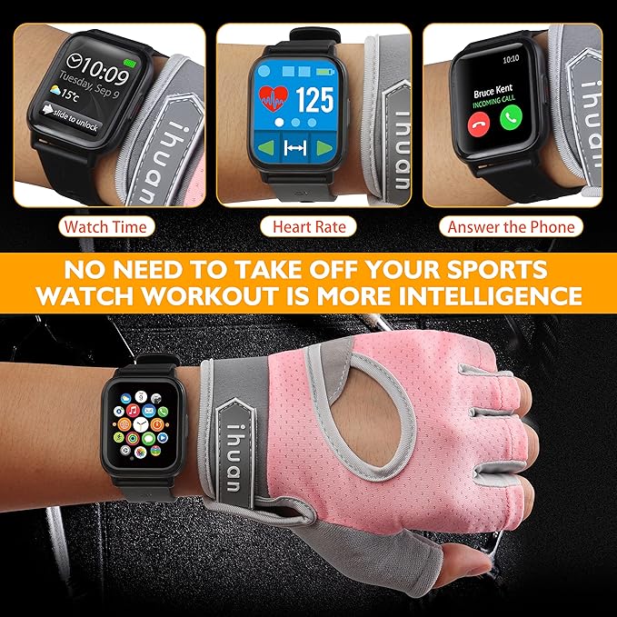 ihuan New Breathable Workout Gloves for Women & Men - No More Sweaty & Full Palm Protection Gym Exercise, Cycling, Fitness, Weightlifting, Pull-ups, Deadlifting, Rowing