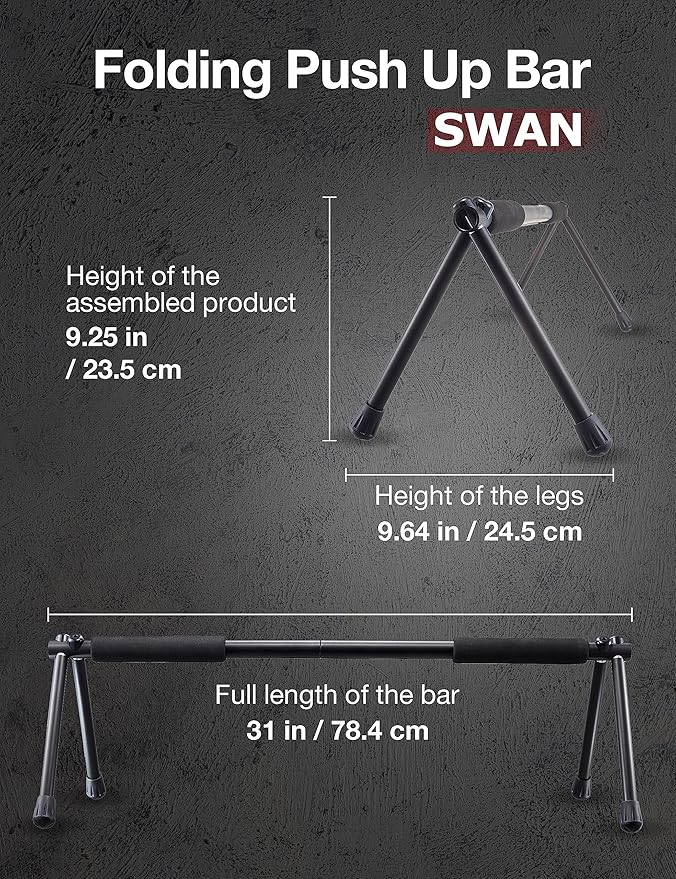 Folding Push Bar - Duralumin Metal Push Bars Heavy Duty Lightweight and Indoor and Outdoor Parallet Bar for Men and Women