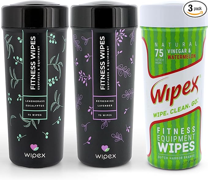 Wipex Natural Gym Fitness Equipment Wipes Variety Pack 3pk, 225 225 Wipes