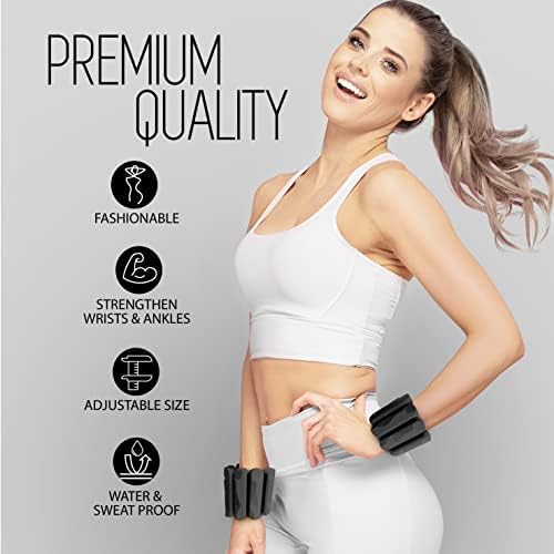 Yes4All Wrist & Ankle Weights Set 2x 1lb - Premium Silicone Adjustable For Women/Men Home Gym, Yoga, Cardio, Pilates, Running