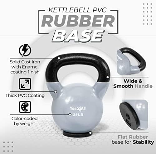 Yes4All Kettlebells Rubber Base (10-65 lbs)