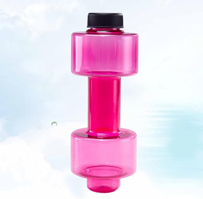 2pcs Dumbbell Shaped Water-Filled Dumbbells Clear Cups Sports Water Bottle for Sports Fitness Gym Training Men Women