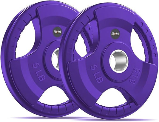SPART 2-Inch Color Rubber Coated Olympic Grip Plate 2.5LB/5LB/10LB/25LB/35LB/45LB, Two