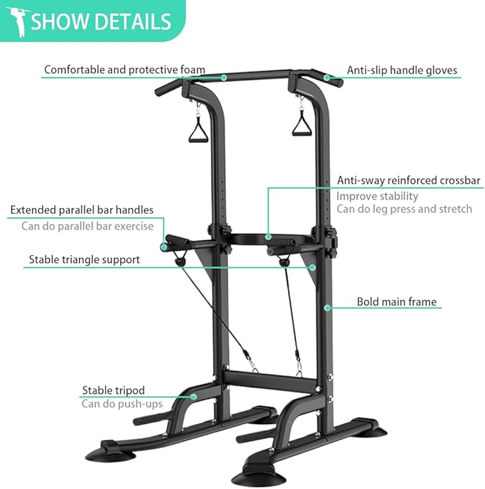 Power Tower Pull Up Bar Stand Assisted Training 330LBS