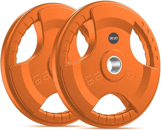SPART 2-Inch Color Rubber Coated Olympic Grip Plate 2.5LB/5LB/10LB/25LB/35LB/45LB, Two