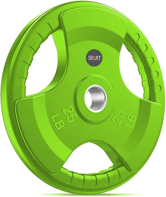 SPART 2-Inch Color Rubber Coated Olympic Grip Plate 2.5LB/5LB/10LB/25LB/35LB/45LB, Two
