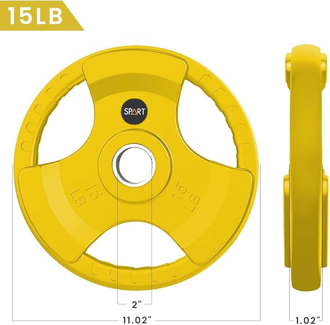 SPART 2-Inch Color Rubber Coated Olympic Grip Plate 2.5LB/5LB/10LB/25LB/35LB/45LB, Two