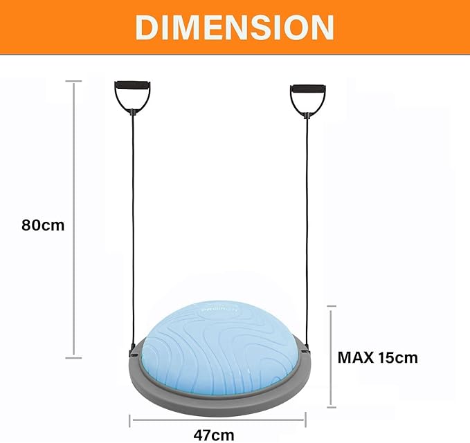 PROIRON Balance Ball Trainer - Air Dome Half Ball with Resistance Bands & Nonslip Base - 660lbs Capacity - Ideal for Yoga & Exercise