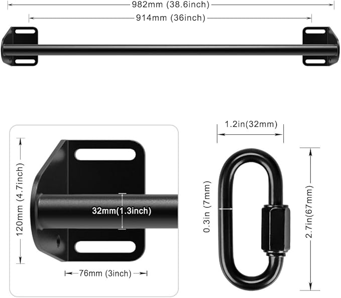 SELEWARE Wall Mounted Pull Up Bar 440 lbs