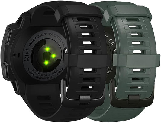 Threeeggs Sport Bands Compatible with Garmin Instinct Watch, 22mm Soft Silicone Waterproof Replacement Strap for Garmin Instinct 2 / Solar/Esports/Tactical Smartwatch