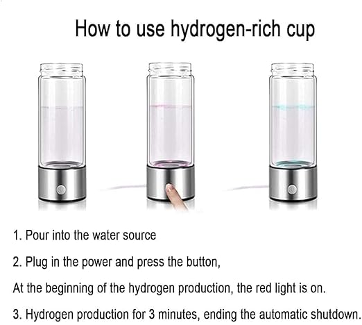 Hydrogen Water Bottle, Portable Hydrogen Water Ionizer Machine, Hydrogen Water Generator, 2025 New Rechargeable Hydrogen Rich Water Glass Health Cup for Home Travel (Blue)