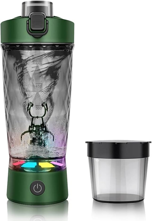 Electric Protein Shaker Bottle, USB Rechargeable Mixing Cup, Water Drink Mixer Portable Bottles for Gym Sport (Green)