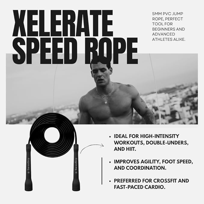 Speed Jump Rope by Dayan Kolev, 5mm PVC Skipping Rope, Great for Beginners and Advanced Athlets, Designed for Fitness, Cardio, Boxing & CrossFit, Adjustable length with Unbreakable Handles