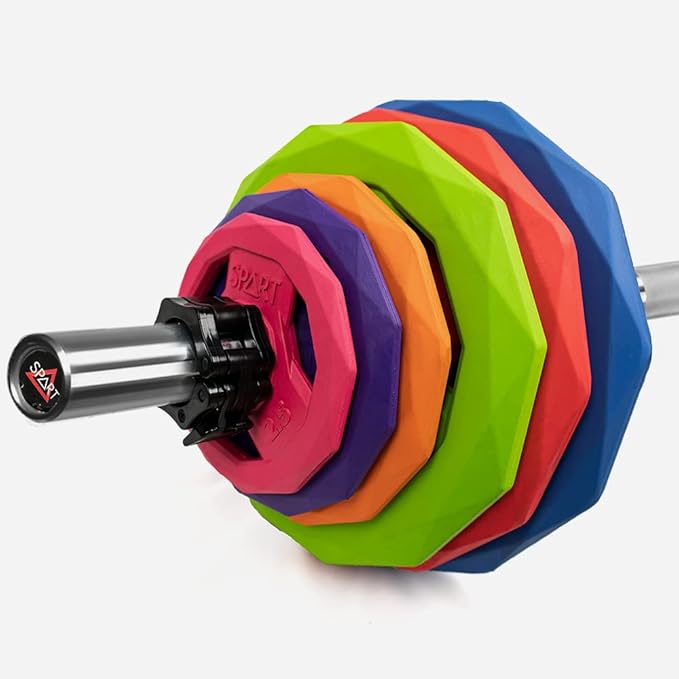 SPART Color Coded Weight Plate 2-Inch Rubber Coated 2.5LB/5LB/10LB/25LB/35LB/45LB, Pair