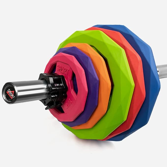 SPART Color Coded Weight Plate 2-Inch Rubber Coated 2.5LB/5LB/10LB/25LB/35LB/45LB, Pair