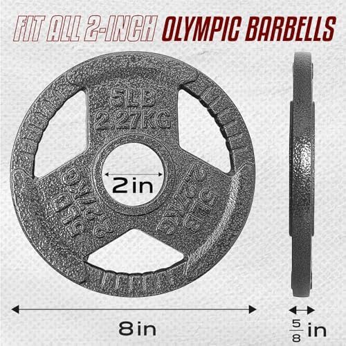 Yes4All Olympic Rubber Grip Plates for Barbell 2-Inch Weight