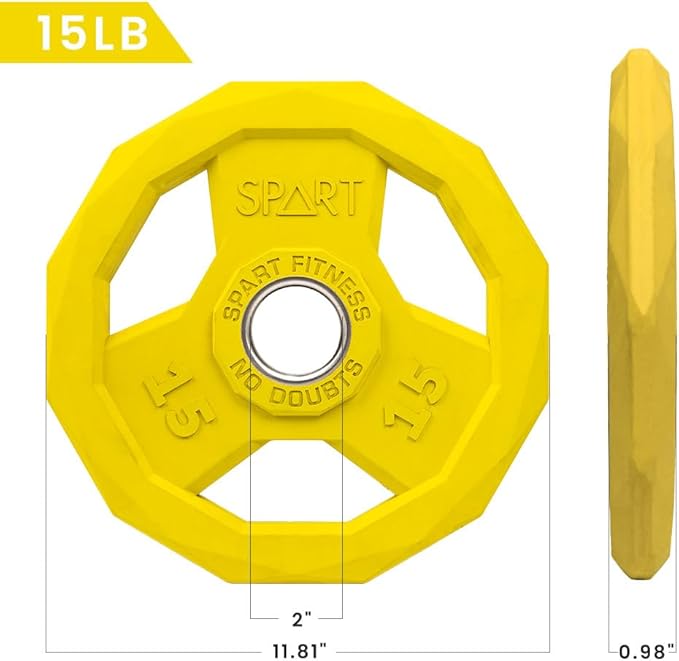 SPART Color Coded Weight Plate 2-Inch Rubber Coated 2.5LB/5LB/10LB/25LB/35LB/45LB, Pair