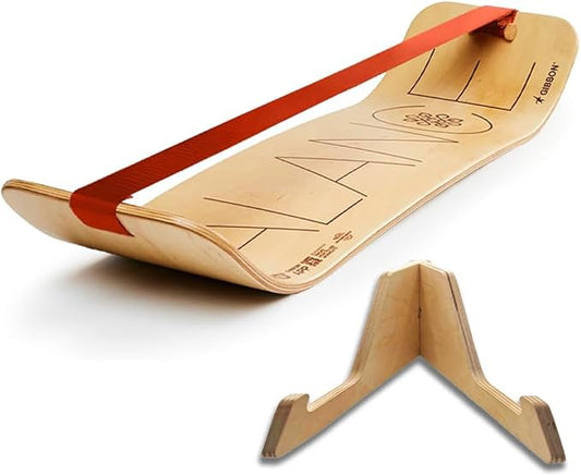 GIBBON GiBoard Balance Board for Adults & Kids - Slackline Workout Equipment Home Gym Training - Wooden Wobble Board Balance Trainer - Standing Desk Exercise - Yoga, Agility, Pilates, Core, Snowboard