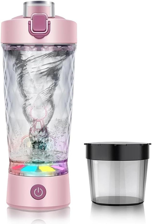 Electric Protein Shaker Bottle, USB Rechargeable Mixing Cup, Water Drink Mixer Portable Bottles for Gym Sport (Pink)
