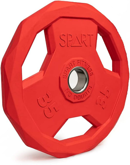 SPART Color Coded Weight Plate 2-Inch Rubber Coated 2.5LB/5LB/10LB/25LB/35LB/45LB, Pair