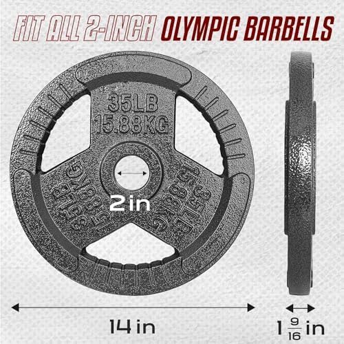 Yes4All Olympic Rubber Grip Plates for Barbell 2-Inch Weight