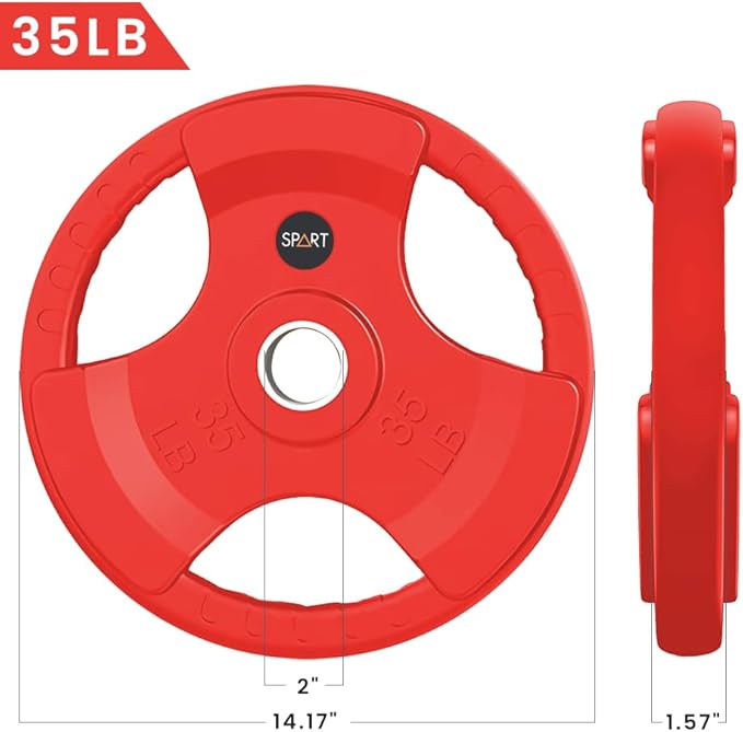 SPART 2-Inch Color Rubber Coated Olympic Grip Plate 2.5LB/5LB/10LB/25LB/35LB/45LB, Two