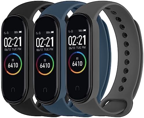 3 Pack Bands for Xiaomi Mi Band 4 & Mi Band 3 Strap, Soft Silicone Replacement Sport Bands Bracelet Strap for Xiaomi Mi Band 4 & 3 Fitness Tracker