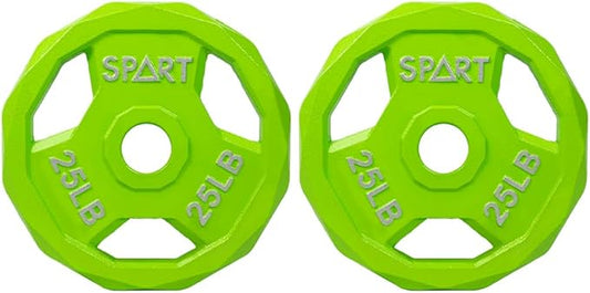 SPART Color Coded Weight Plate 2-Inch Cast Iron 2.5/5/10/15/25/35/45LB, Single/Pair/Set
