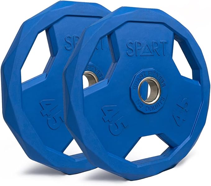 SPART Color Coded Weight Plate 2-Inch Rubber Coated 2.5LB/5LB/10LB/25LB/35LB/45LB, Pair