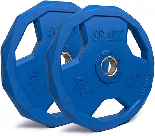 SPART Color Coded Weight Plate 2-Inch Rubber Coated 2.5LB/5LB/10LB/25LB/35LB/45LB, Pair