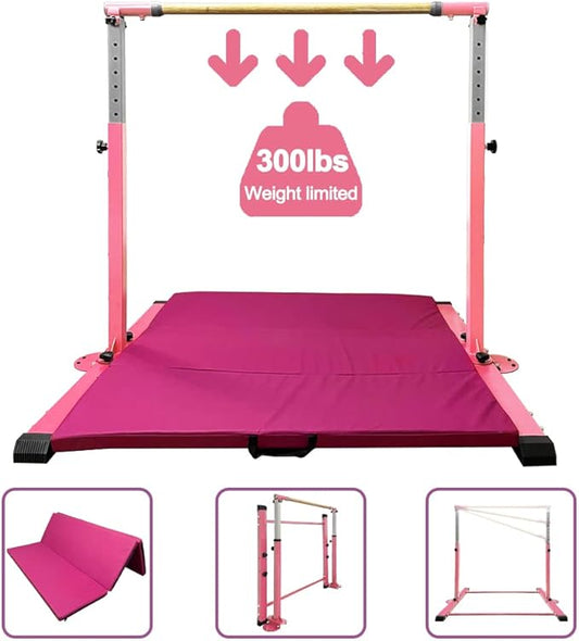 Gymnastics Kip Bar for Home Indoor Training 3' - 5' Gym Equipment,1-4 Levels,300lbs Levels,300lbs Weight