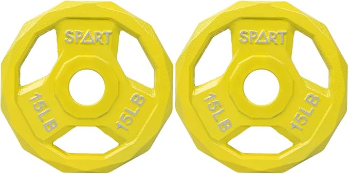 SPART Color Coded Weight Plate 2-Inch Cast Iron 2.5/5/10/15/25/35/45LB, Single/Pair/Set