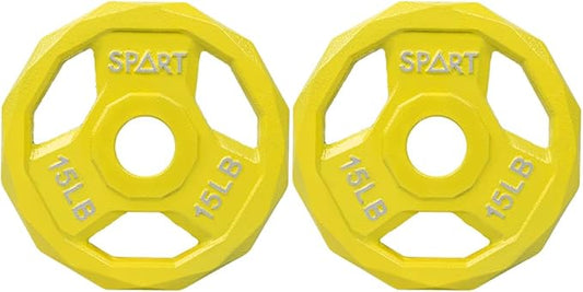 SPART Color Coded Weight Plate 2-Inch Cast Iron 2.5/5/10/15/25/35/45LB, Single/Pair/Set