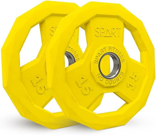 SPART Color Coded Weight Plate 2-Inch Rubber Coated 2.5LB/5LB/10LB/25LB/35LB/45LB, Pair